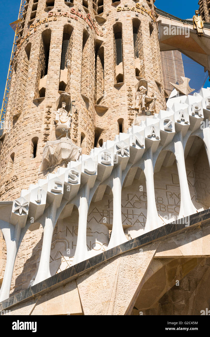 Espagne Catalogne Barcelone Eixample Sagrada Familia détail commencé 1882 chef-d'Gaudi Banque D'Images