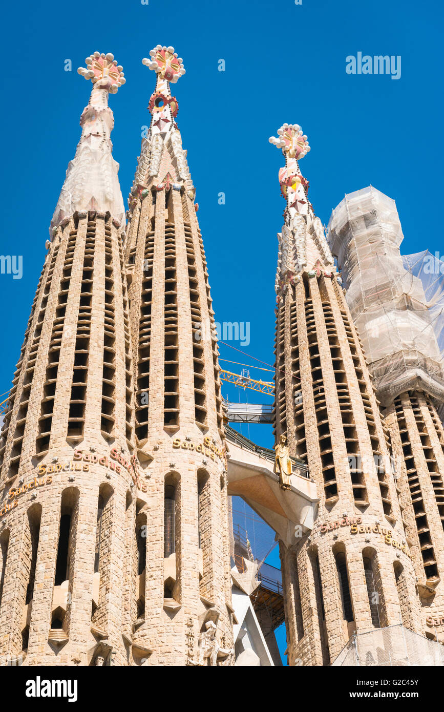 Espagne Catalogne Barcelone Eixample Sagrada Familia détail commencé 1882 chef-d'Gaudi Banque D'Images