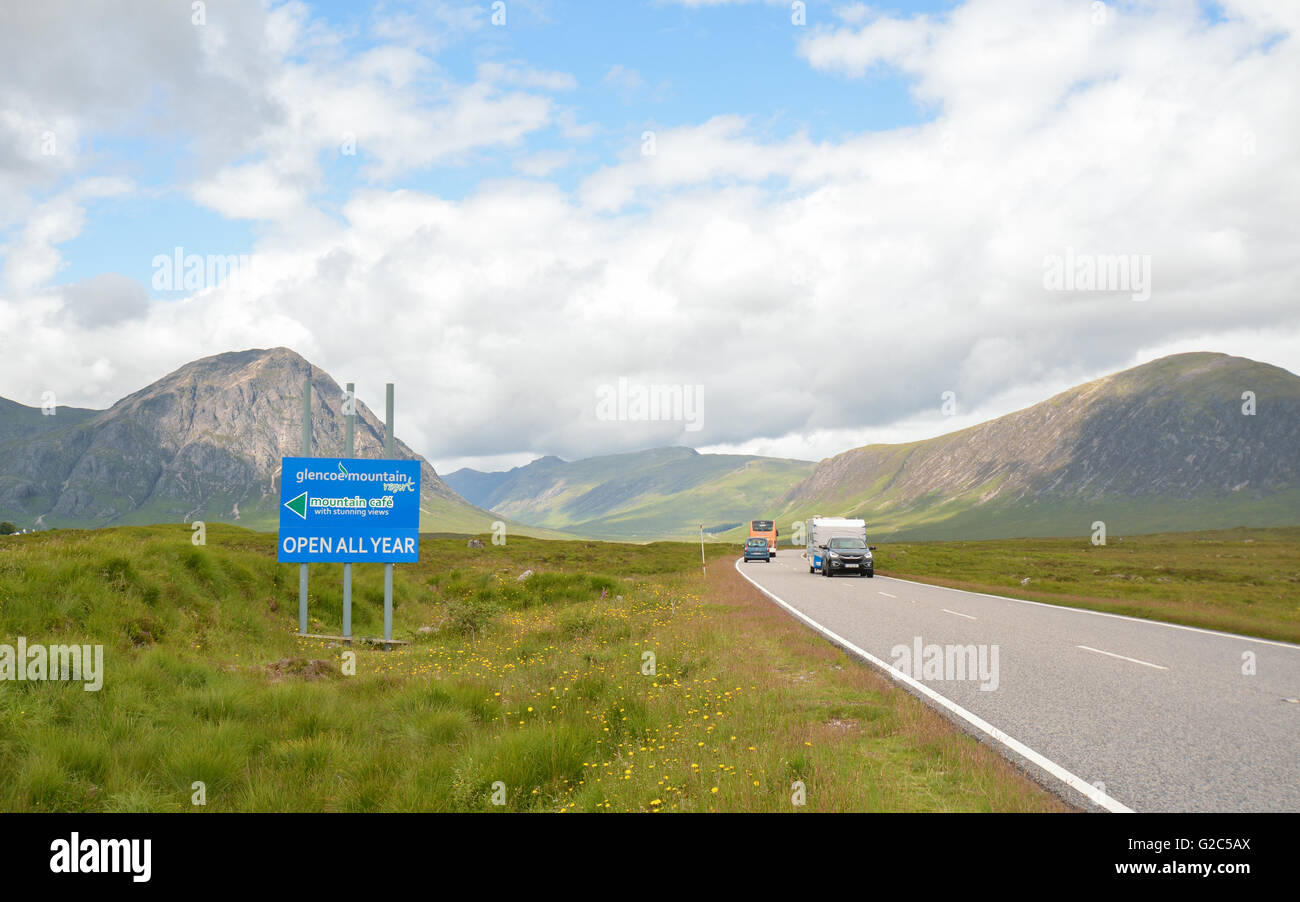 Glencoe Mountain Resort signe sur l'A82 road, Glencoe, Ecosse, Royaume-Uni Banque D'Images