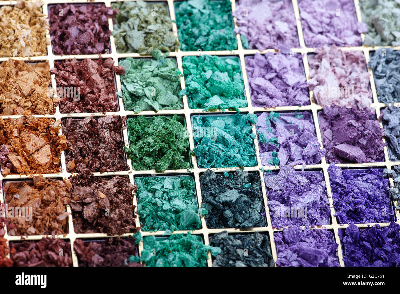 Palette ombres à paupières écrasées closeup Banque D'Images
