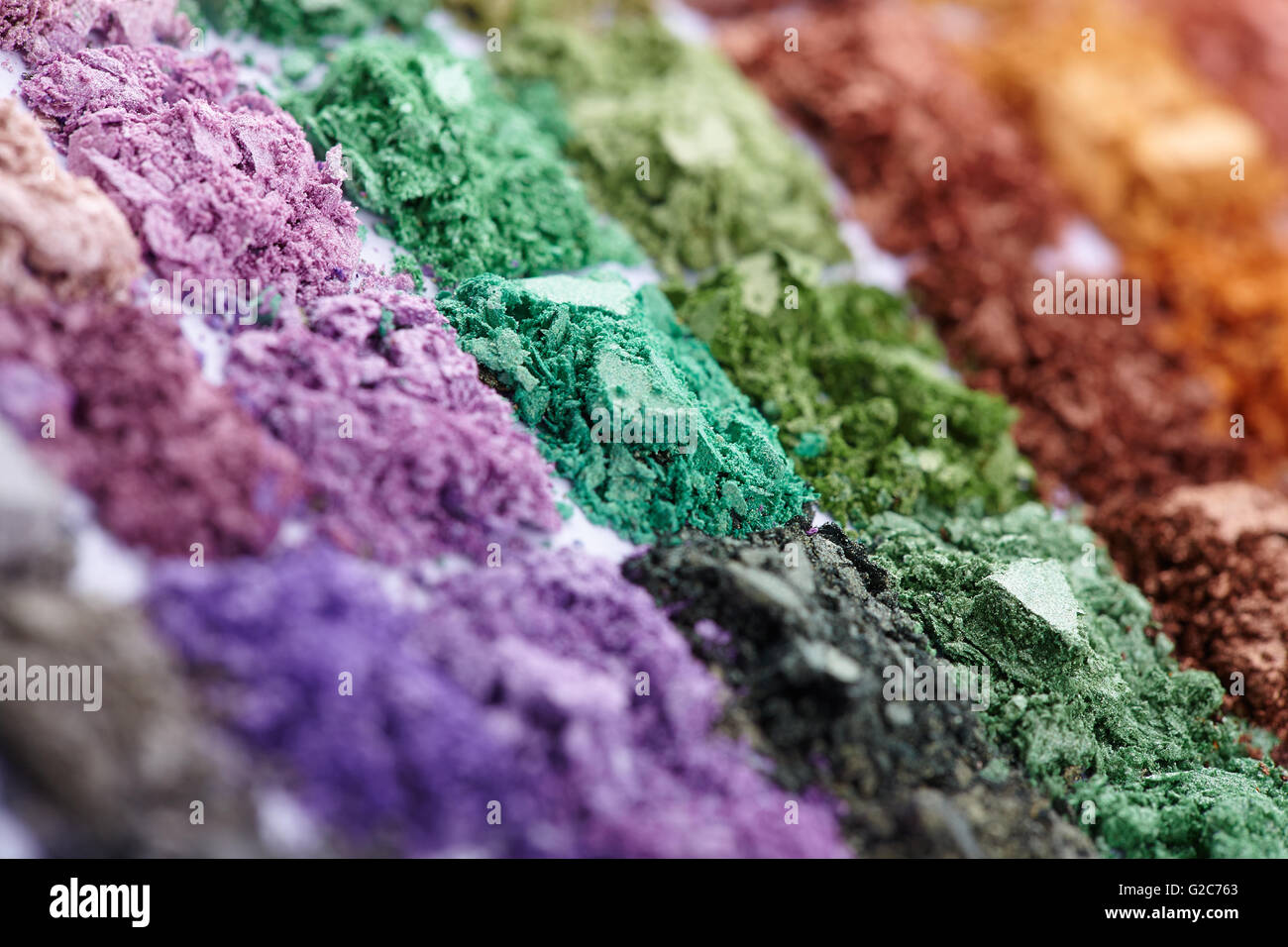 Palette ombres à paupières écrasées closeup Banque D'Images