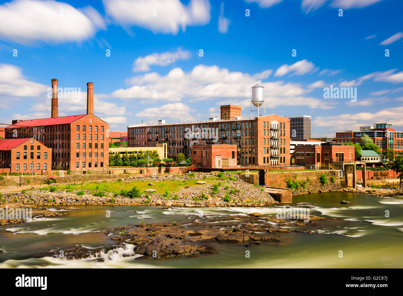 Columbus, Géorgie, USA Centre-ville sur la rivière Chattahoochee. Banque D'Images