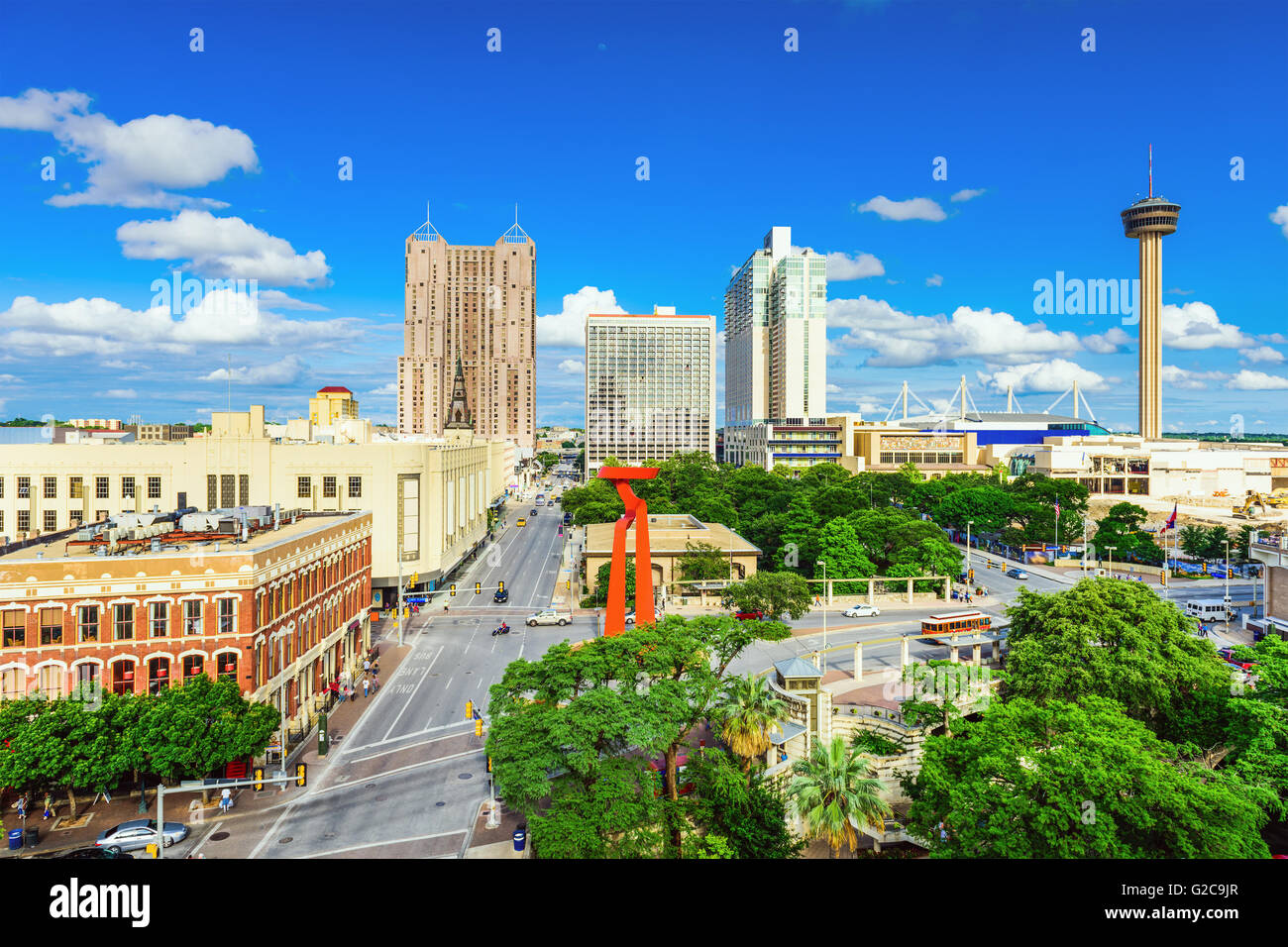 San Antonio, Texas, USA sur le centre-ville. Banque D'Images