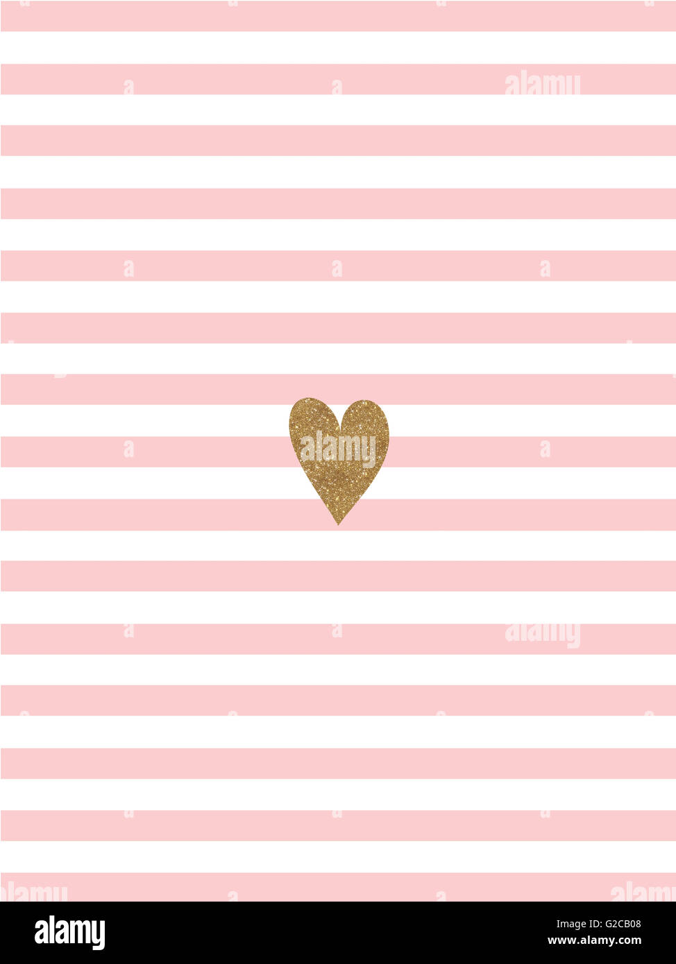 Valentine image - rayures roses, coeur d'or Banque D'Images
