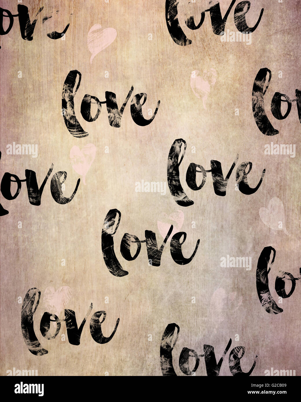 Art mural - poster avec le mot amour dans un style de type manuscrites Banque D'Images