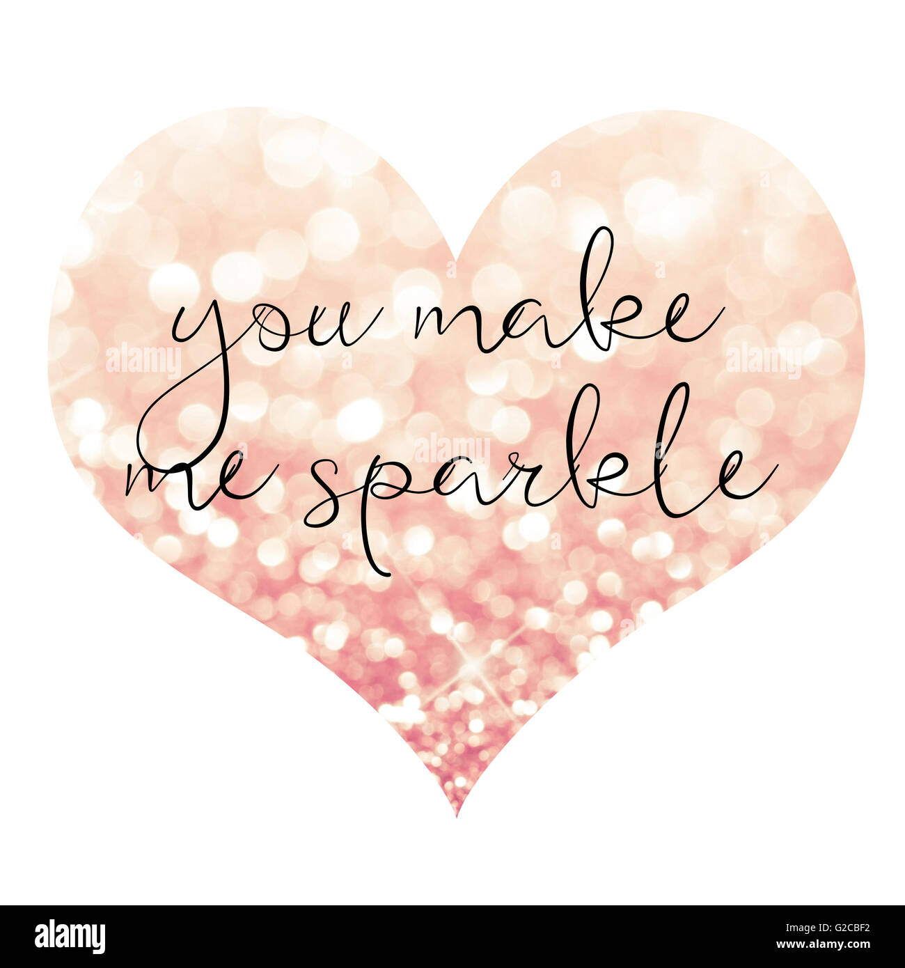 Forme de coeur rempli d'une glitter image sur fond blanc, parfait pour les cartes ou comme l'art de mur dans une pépinière Banque D'Images