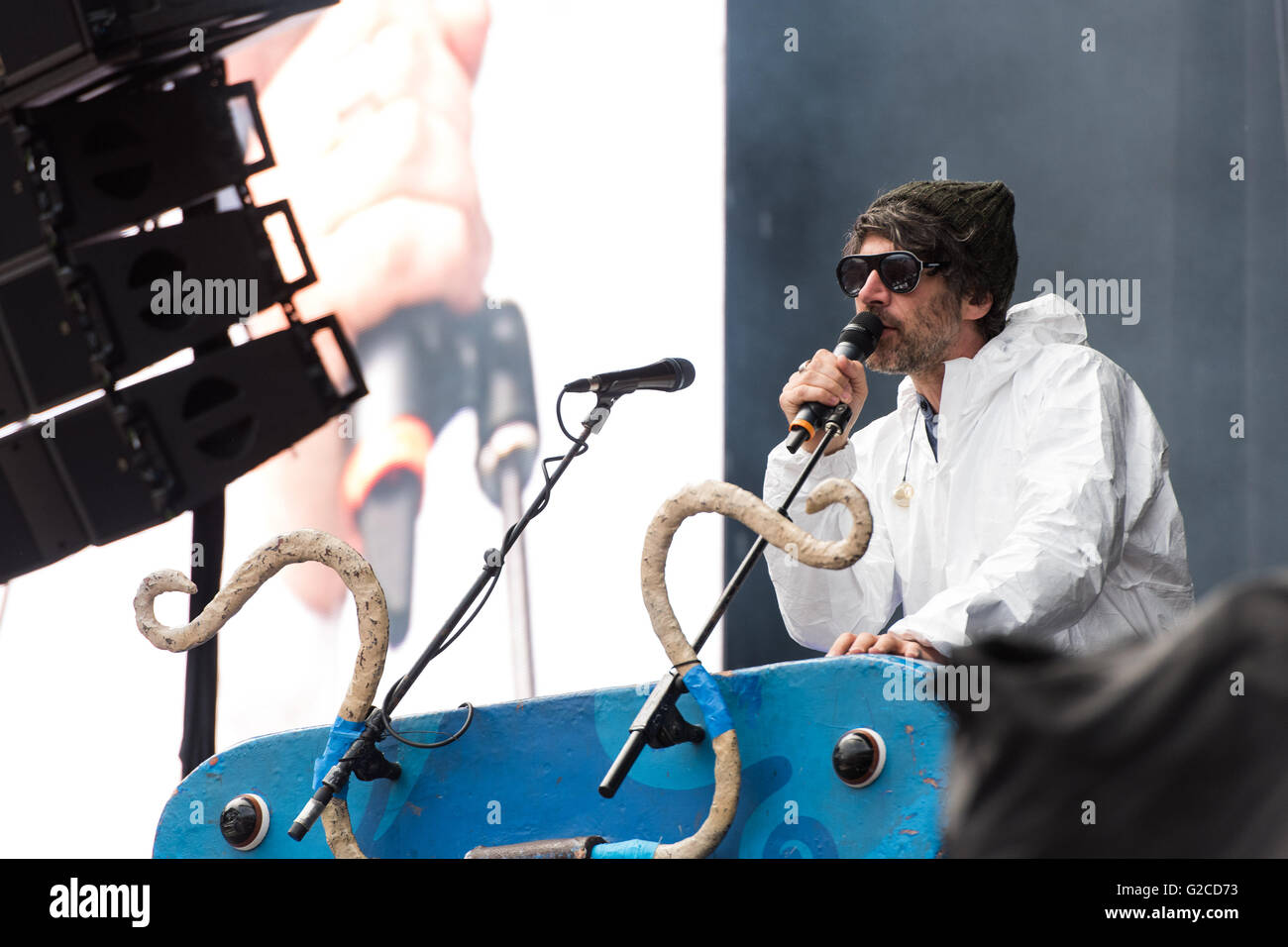 Super Furry Animals soutenir Manic Street Preachers au Liberty Stadium, Swansea. 28 mai 2016. Sur la photo : Gruff Rhys Banque D'Images