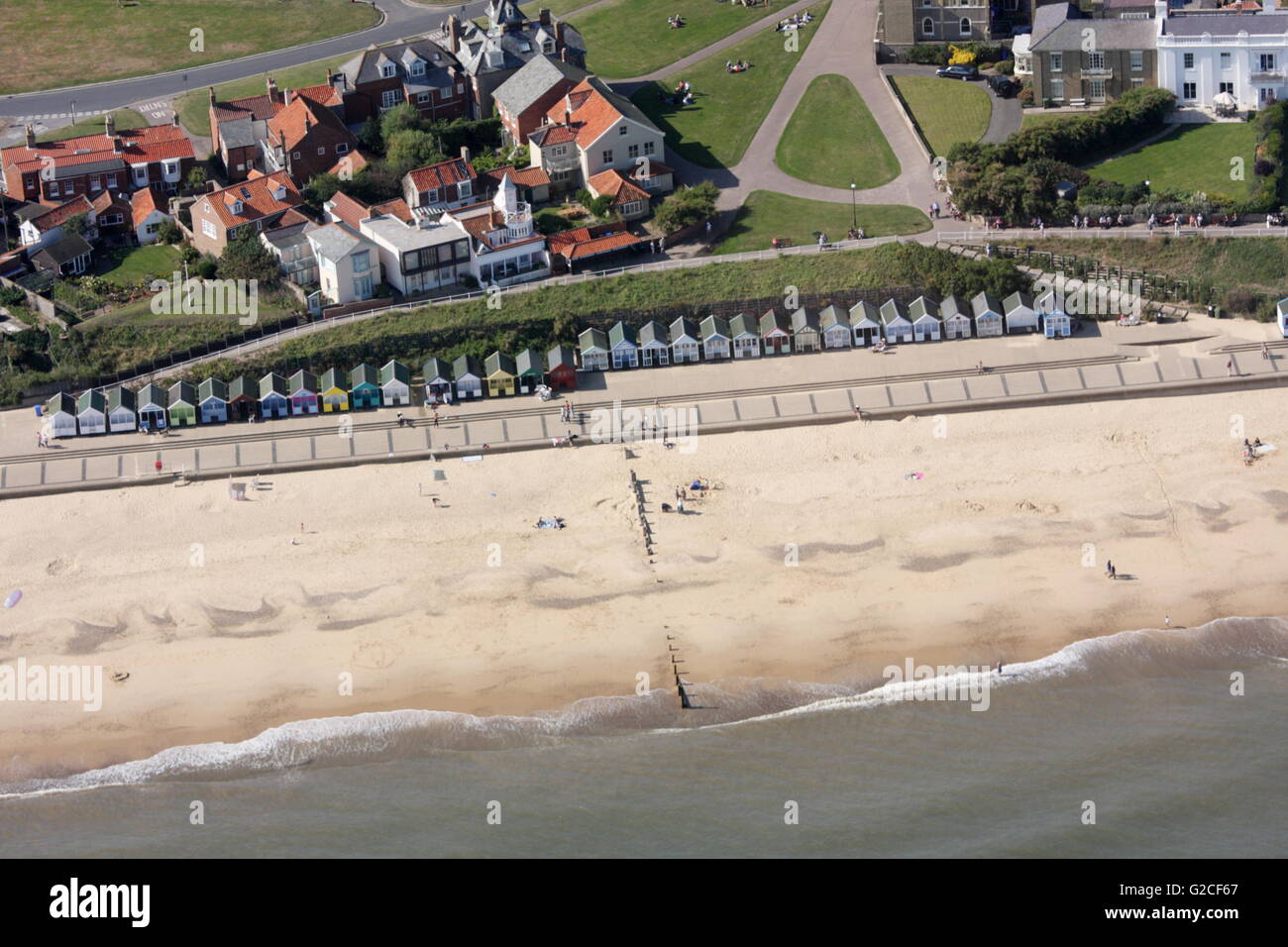 Vue aérienne de la plage de Southwold Banque D'Images