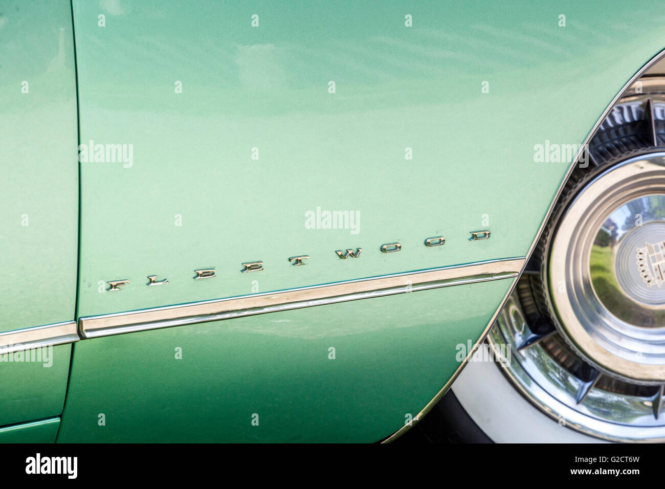 Cadillac Fleetwood 1959, voiture classique américaine Cadillac de gros plan Banque D'Images
