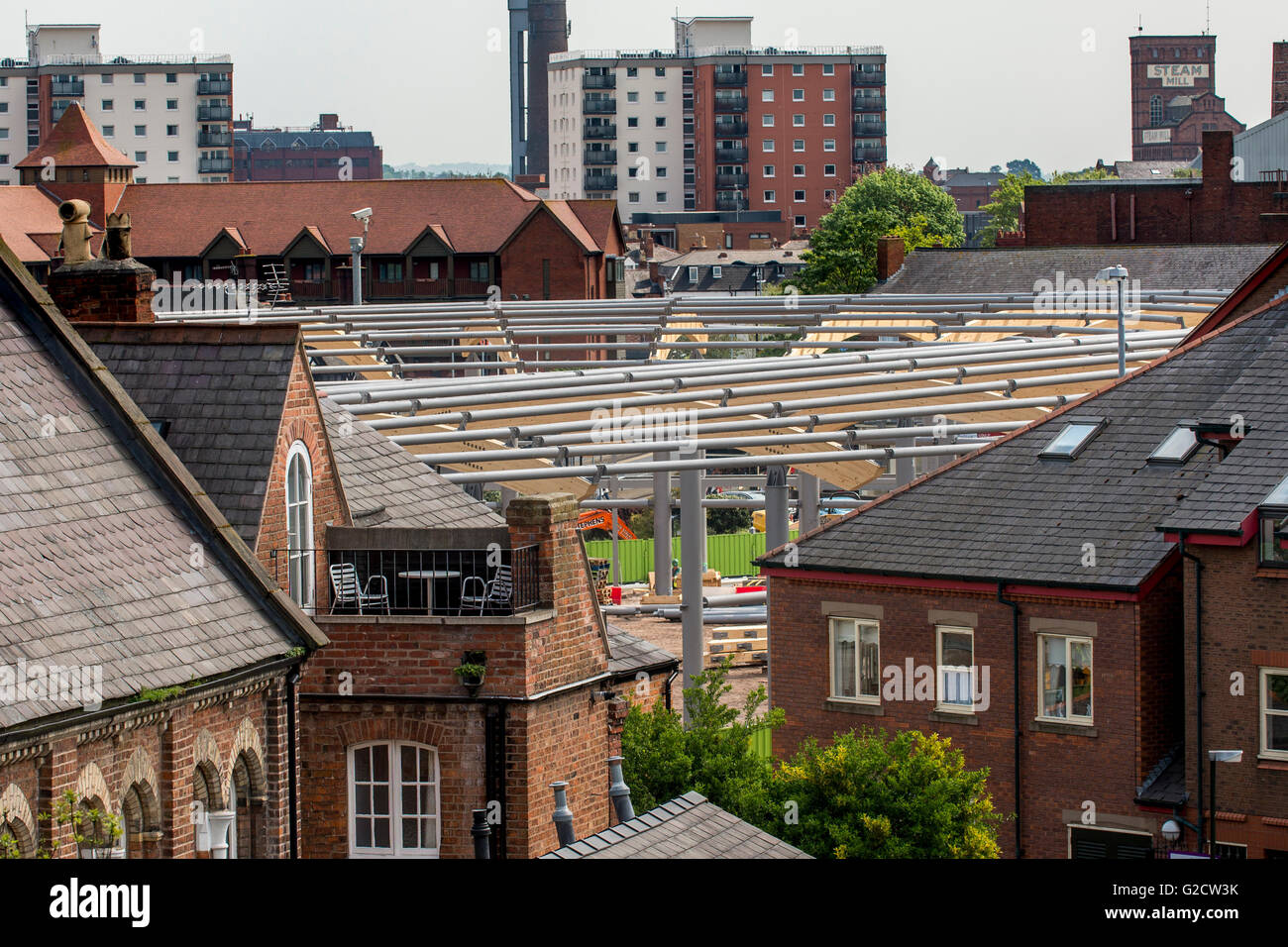 En cours de construction sur la nouvelle gare routière en centre-ville de Chester. Crédit photo : Brian Hickey/Alamy Banque D'Images