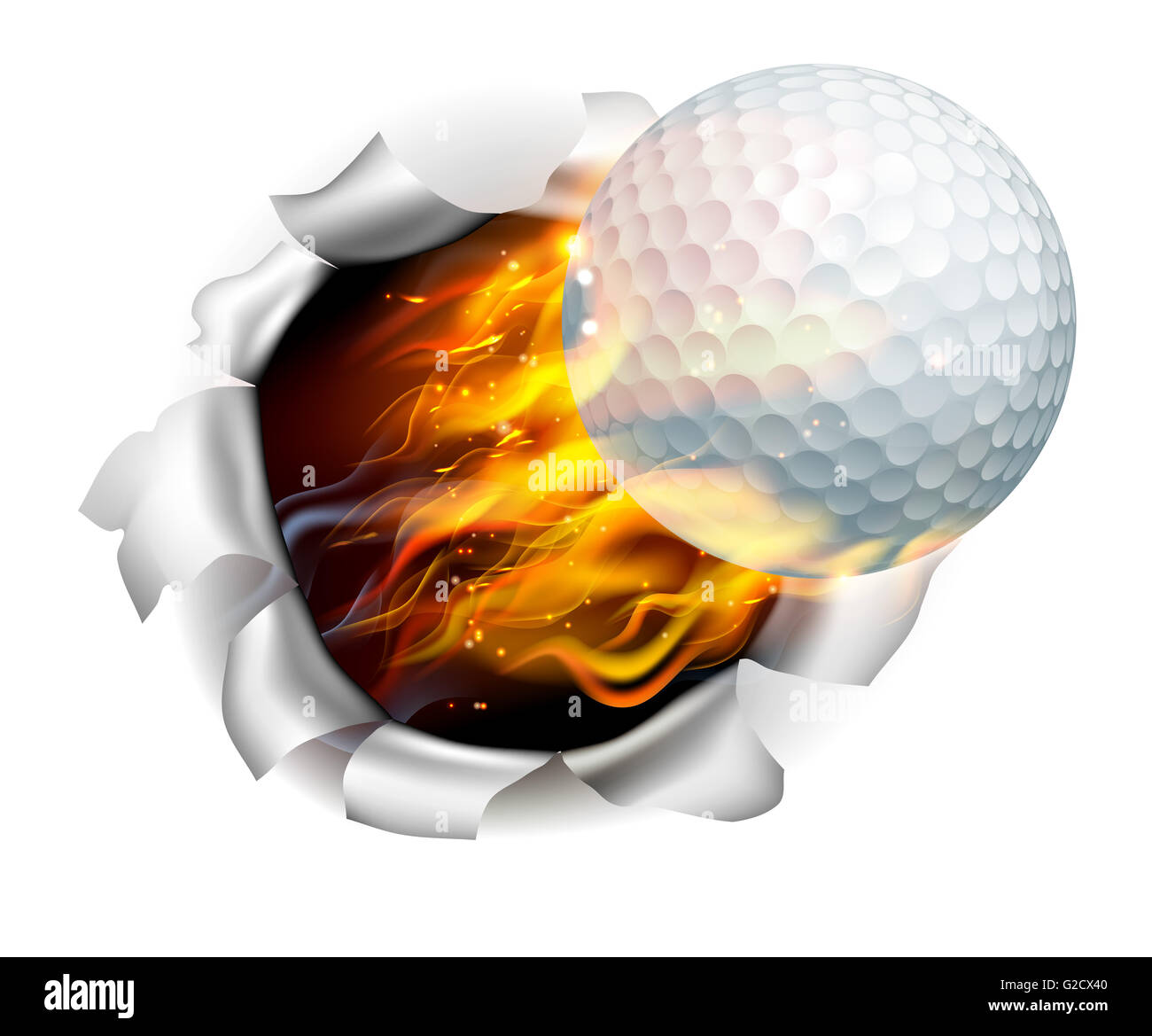 Golf ball fire Banque d'images détourées - Alamy