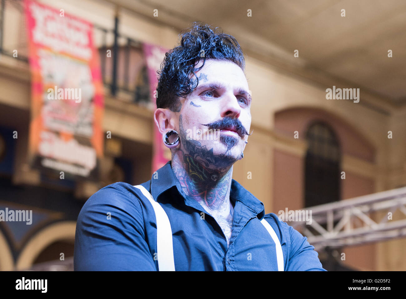 Londres, Royaume-Uni, 28 mai 2016. Alexandra Palace. L'exposition présente plus de 300 artistes de tatouage ainsi que des défilés de mode et de l'étape. Credit : pmgimaging/Alamy Live News Banque D'Images