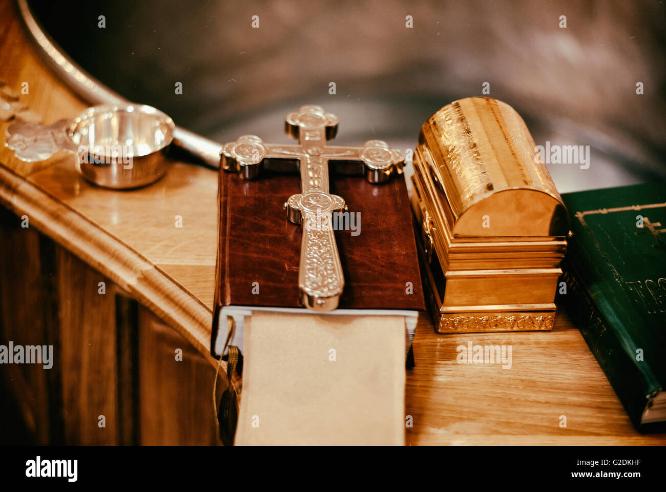 Fonts baptismaux dans un des temples de la République du Bélarus Banque D'Images