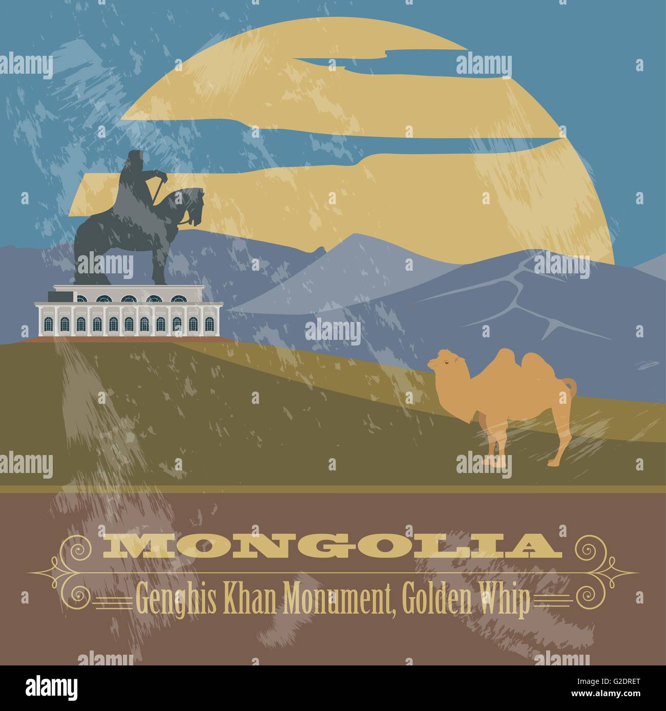La Mongolie. Image style rétro. Vector illustration Illustration de Vecteur
