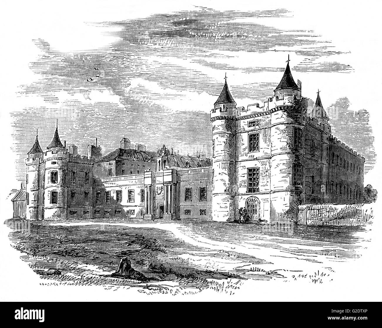 16e siècle, Holyrood Palace est la résidence officielle de la monarchie britannique en Ecosse. Situé au bas du Royal Mile d'Édimbourg, à l'extrémité opposée au château d'Édimbourg, du palais de Holyrood a servi comme résidence principale des Rois et Reines d'Écosse. Banque D'Images