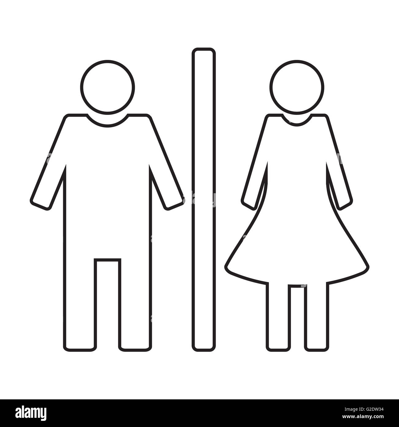 L'icône de toilettes wc style linéaire. Toilettes toilettes wc, signe et symbole de porte. Vector illustration Banque D'Images