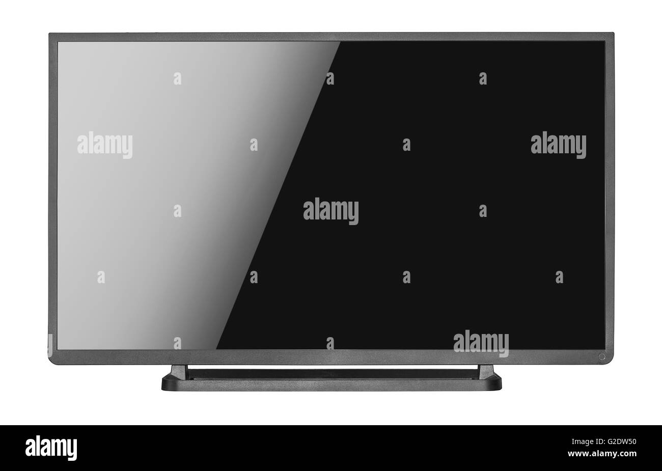 Blanc moderne, télévision à écran plat, isolé sur un fond blanc. Banque D'Images