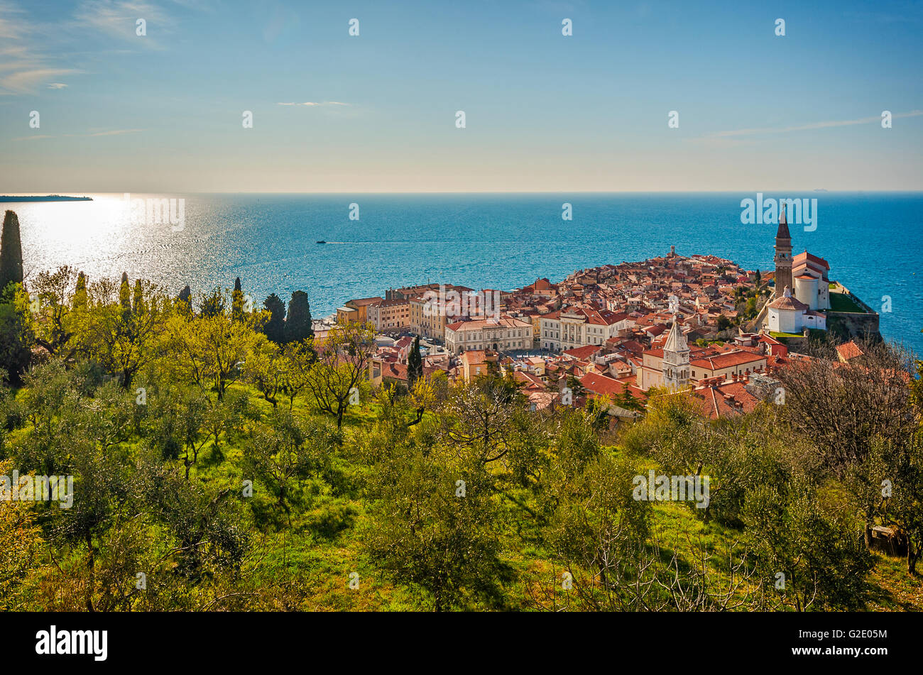 La côte de la Slovénie et de Piran Kras - voir avec les murs de la cathédrale Banque D'Images