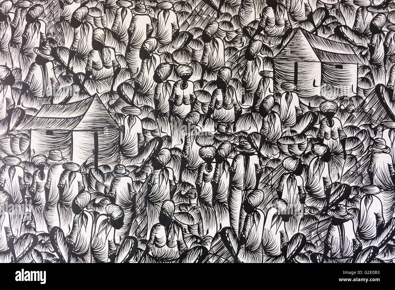 Dans l'arrière-plan noir et blanc avec les gens à la conception graphique du marché. des ressources. La foule concept, assemblage, d'une typique de Lati Banque D'Images