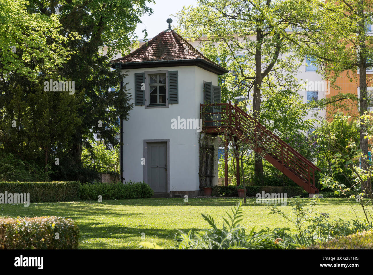 Tower, Gartenzinne, maison du jardin avec l'étude de Friedrich Schiller, la maison jardin de Friedrich Schiller, musée, Jena Banque D'Images