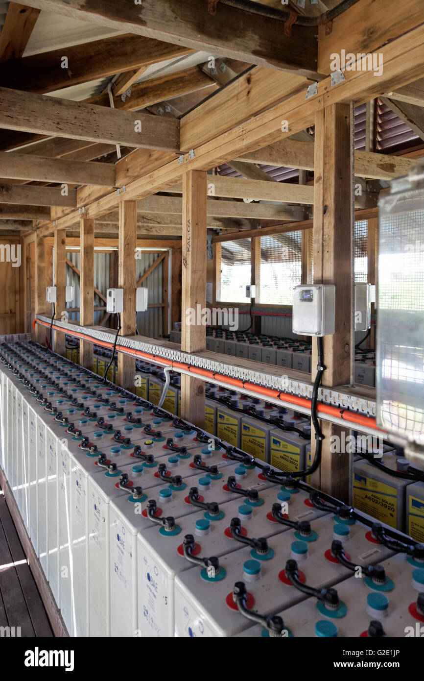 Les piles de la grande centrale solaire, Lady Elliot Island, Queensland, Australie Banque D'Images