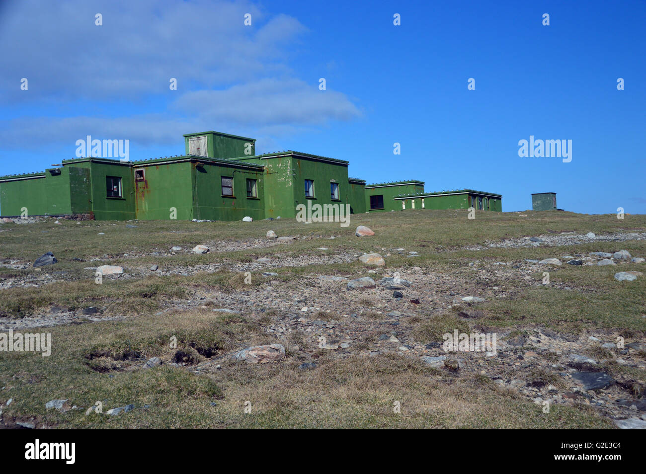 La guerre froide abandonnée Station Radar de Gallan tête sur l'lsle de Harris, Outer Hebrides, Western Isles, en Écosse au Royaume-Uni. Banque D'Images