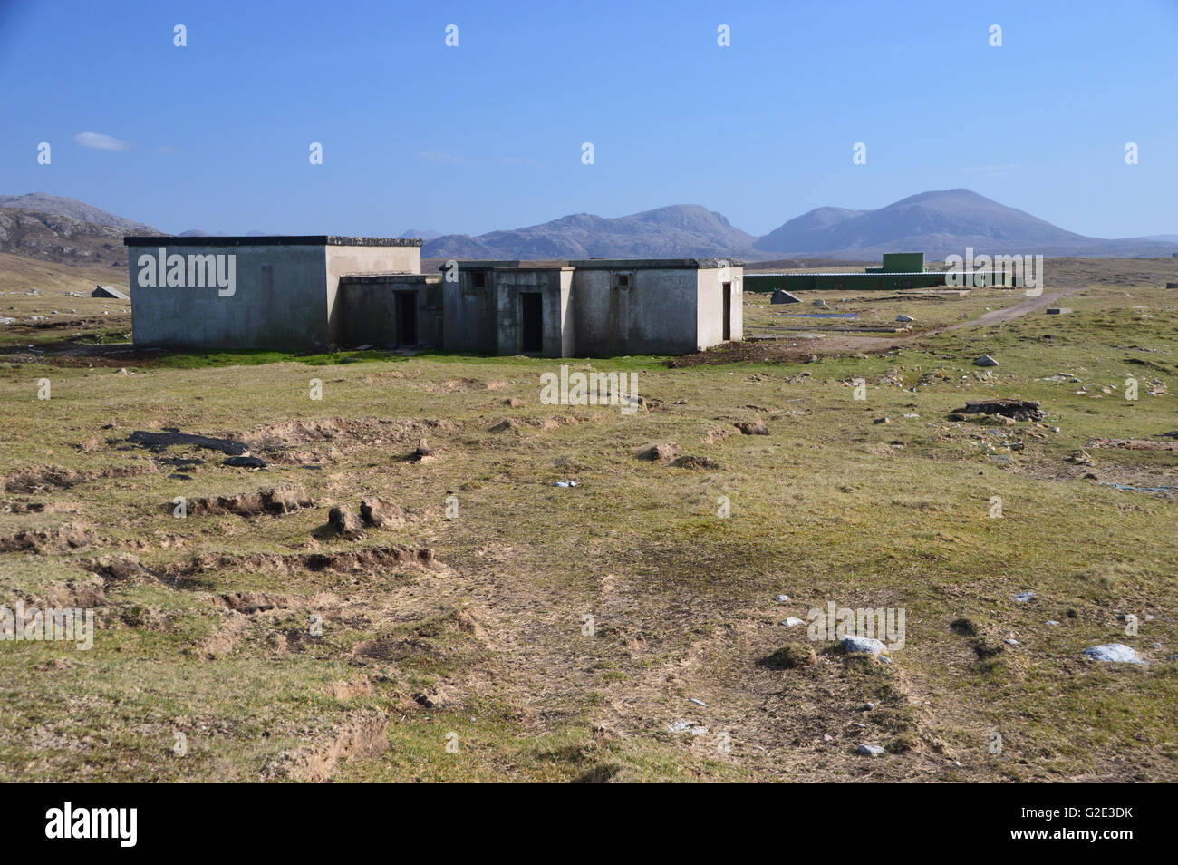 La guerre froide abandonnée Station Radar de Gallan tête sur l'lsle de Harris, Outer Hebrides, Western Isles, en Écosse au Royaume-Uni. Banque D'Images
