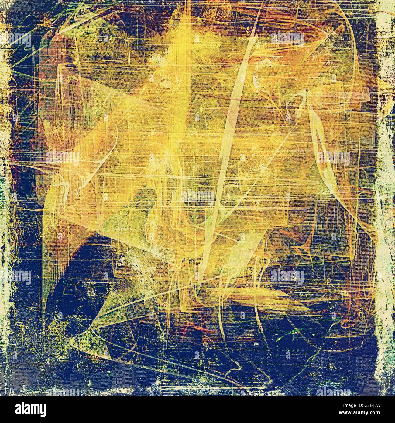 Grunge fond pour un style vintage créateur de l'affiche. Avec différents motifs couleur : jaune (beige) ; Brown ; vert ; bleu ; rouge (orange) ; gris Banque D'Images