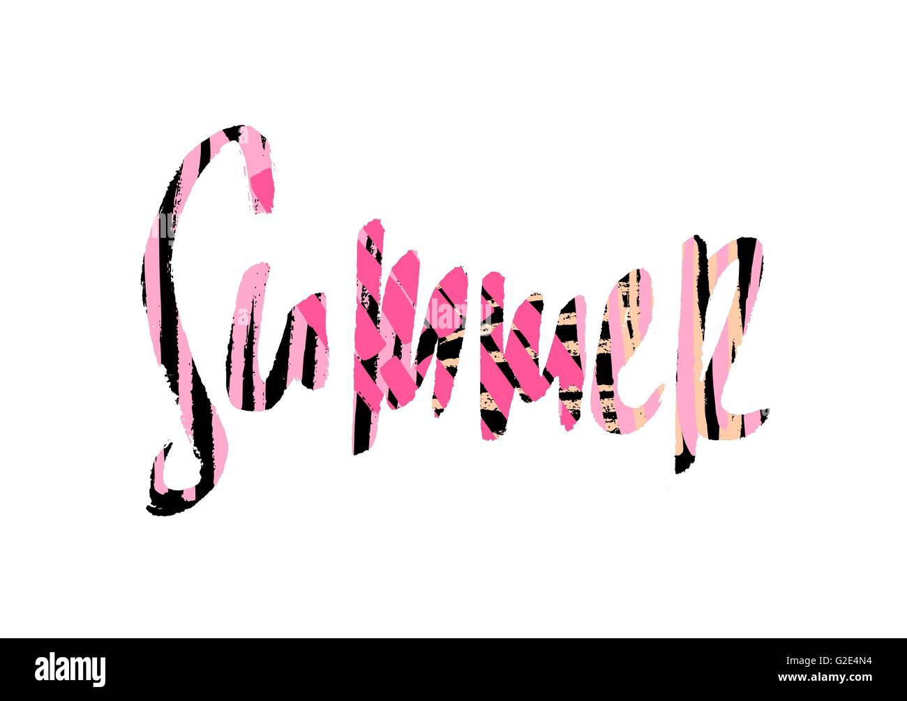 Part des lettres de l'été poster design en rose et noir sur fond blanc. Illustration de Vecteur