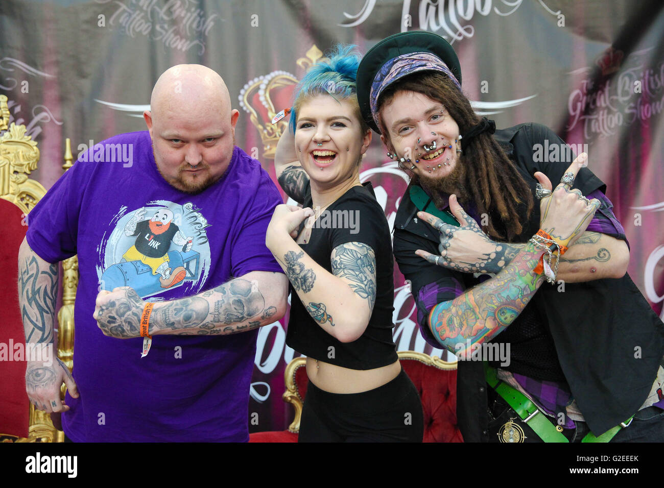 Alexandra Palace, au nord de Londres, au Royaume-Uni. 29 mai 2016. Le Great British Tattoo Show à Alexandra Palace ce week-end férié avec traditionnel, contemporain et des centres de loisirs. Le spectacle a reçu des centaines de passionnés d'encre avec plus de 300 artistes de tatouage , shopping, spectacles musicaux et des barbiers afin que chacun puisse en profiter. Credit : Dinendra Haria/Alamy Live News Banque D'Images