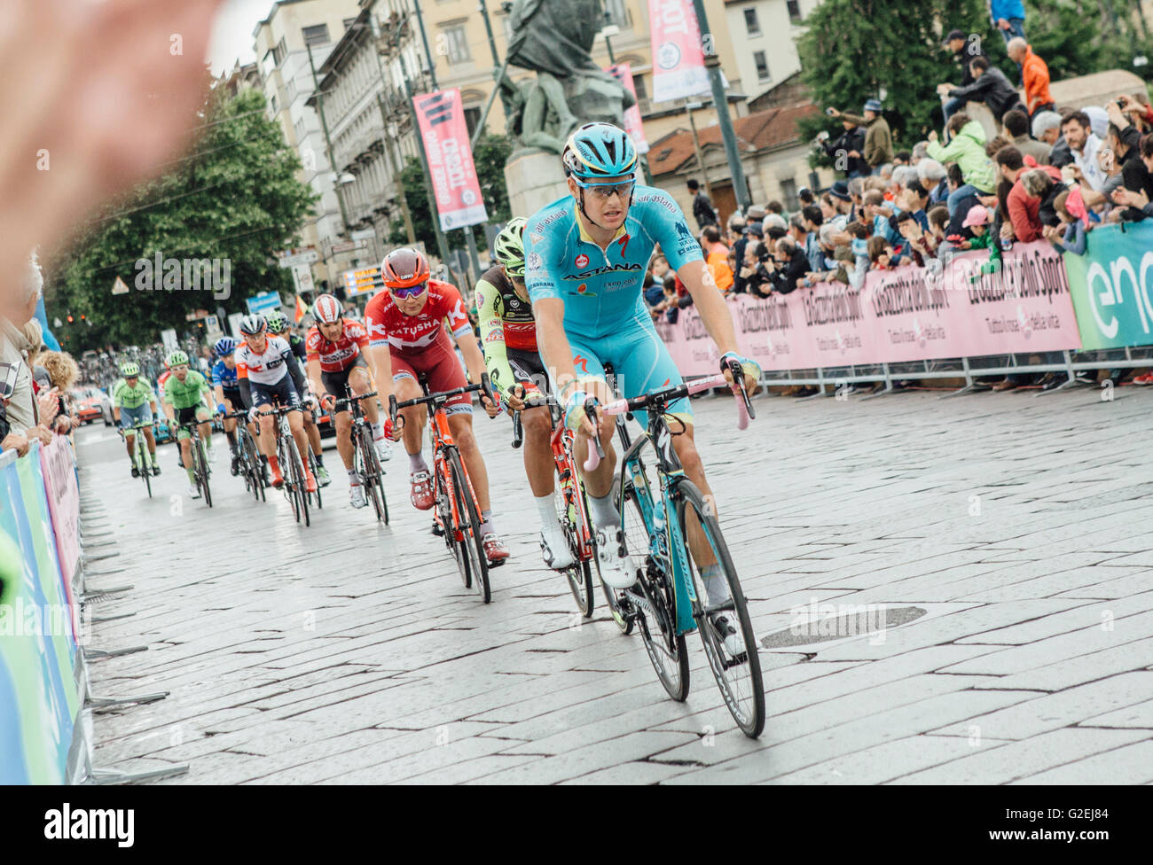 Torino, Italie, 29 mai 2016. Jakob Fuglsang de Astana vu en action lors de la dernière phase (Torino) du Giro d'Italia 2016. Gonzales : Crédit photo - Alberto Grasso. Banque D'Images