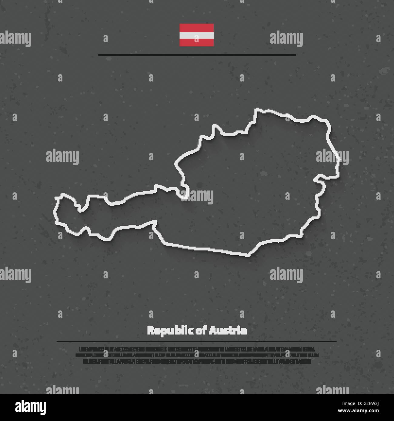 République d'Autriche site isolé et icônes de drapeau officiel autrichien. vecteur politique tracer fine ligne illustration contour. European Illustration de Vecteur