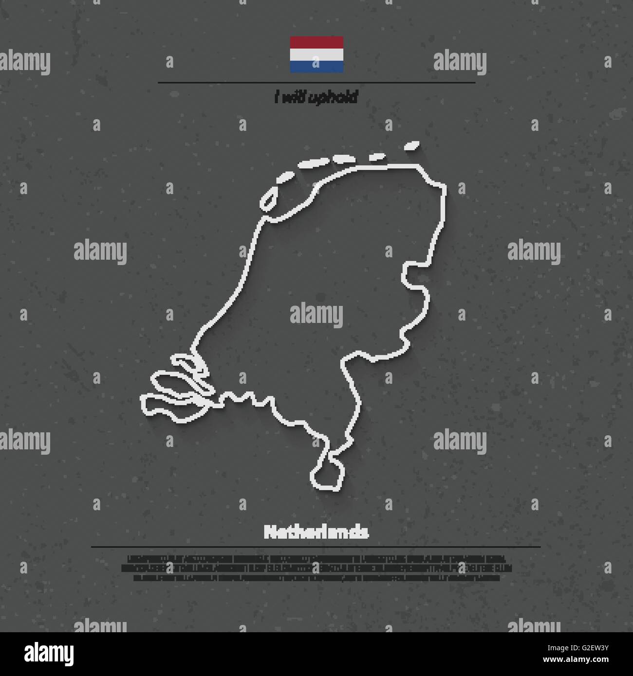 Royaume des Pays-Bas carte isolée et drapeau officiel icons. vector carte politique néerlandaise sur l'icône de la ligne mince. Bannière géographique de l'UE Illustration de Vecteur