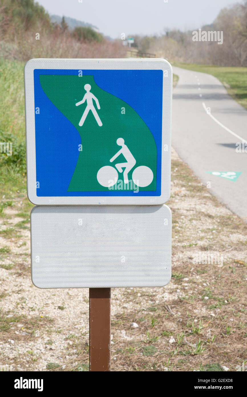 Zone piétonne et voie cyclable Symbole Chemin Banque D'Images