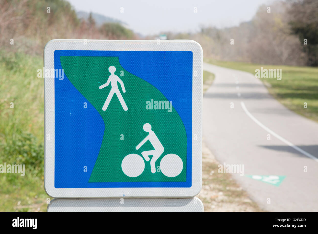 Zone piétonne et voie cyclable Symbole Chemin Banque D'Images