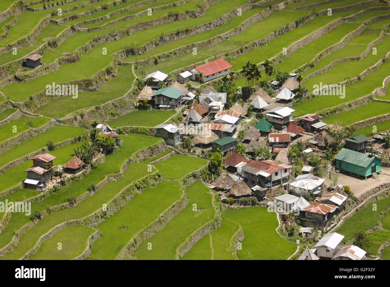 Batad Village et rizières en terrasses d'Ifugao, dans le nord de Luzon, Philippines Banque D'Images