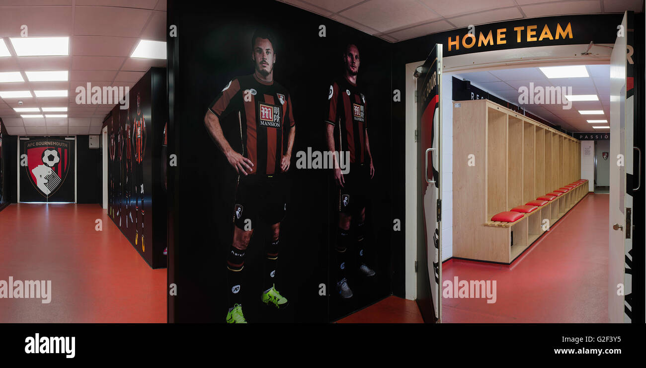Tunnel de Bournemouth AFC accueil et vestiaire. Stade de vitalité, Dean Court Banque D'Images