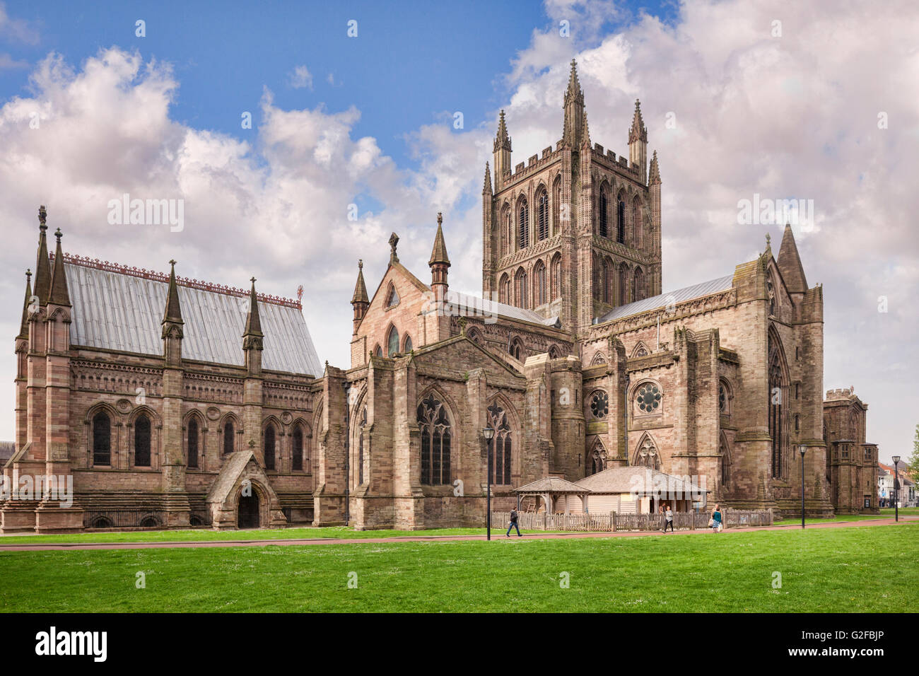 Cathédrale de l'Église Cathédrale de Sainte Marie la Vierge et Saint Ethelbert le roi, Hereford, Herefordshire, Angleterre Banque D'Images