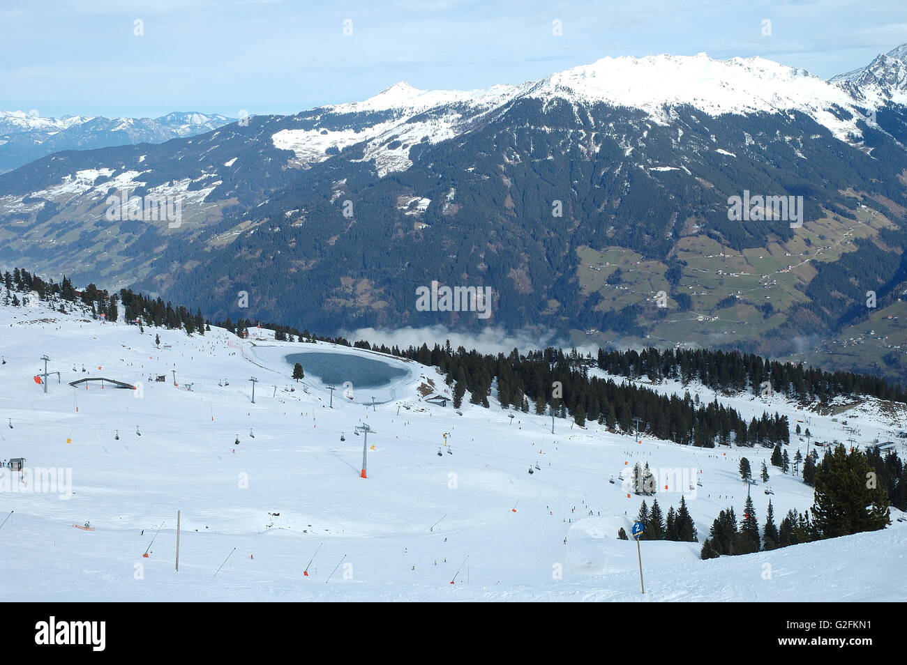 Dans les pentes à proximité Alpes Kaltenbach dans vallée du Zillertal en Autriche Banque D'Images