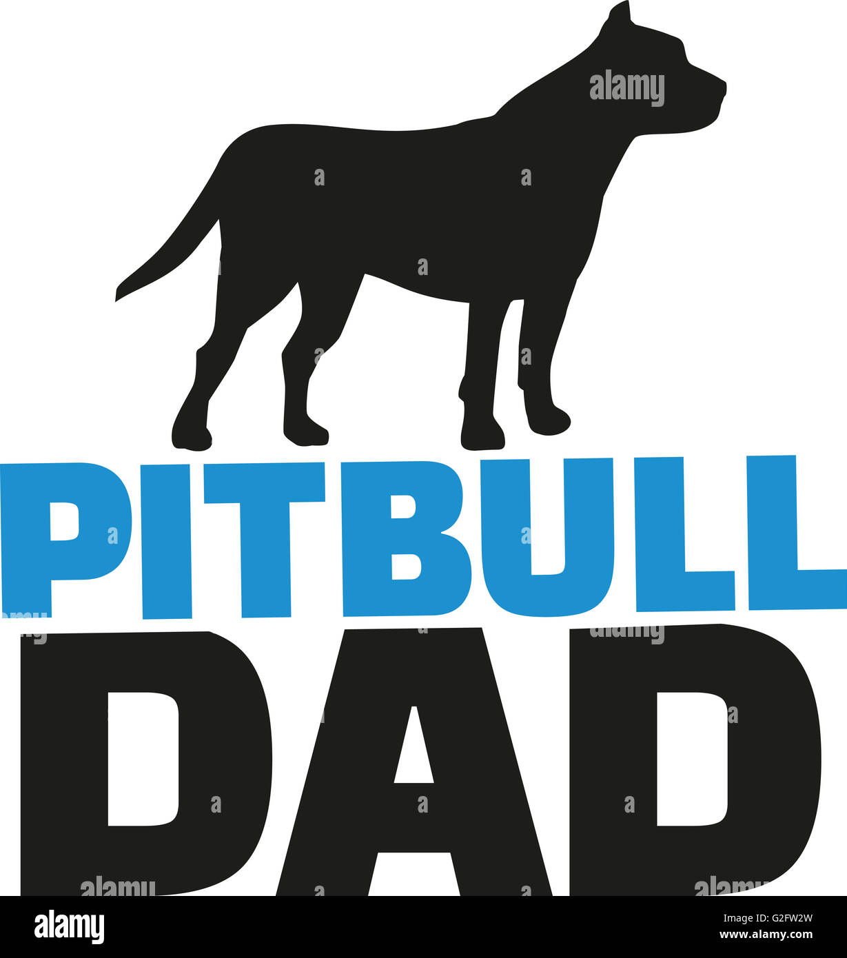 Pit-bull papa avec silhouette de chien Banque D'Images