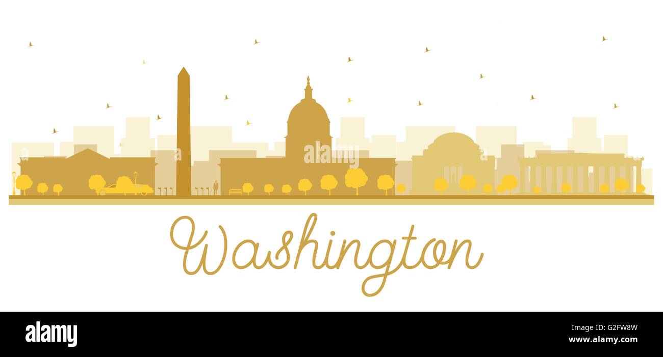 Washington DC city skyline silhouette d'or. Vector illustration. Concept simple pour le tourisme présentation, bannière, un placard Illustration de Vecteur