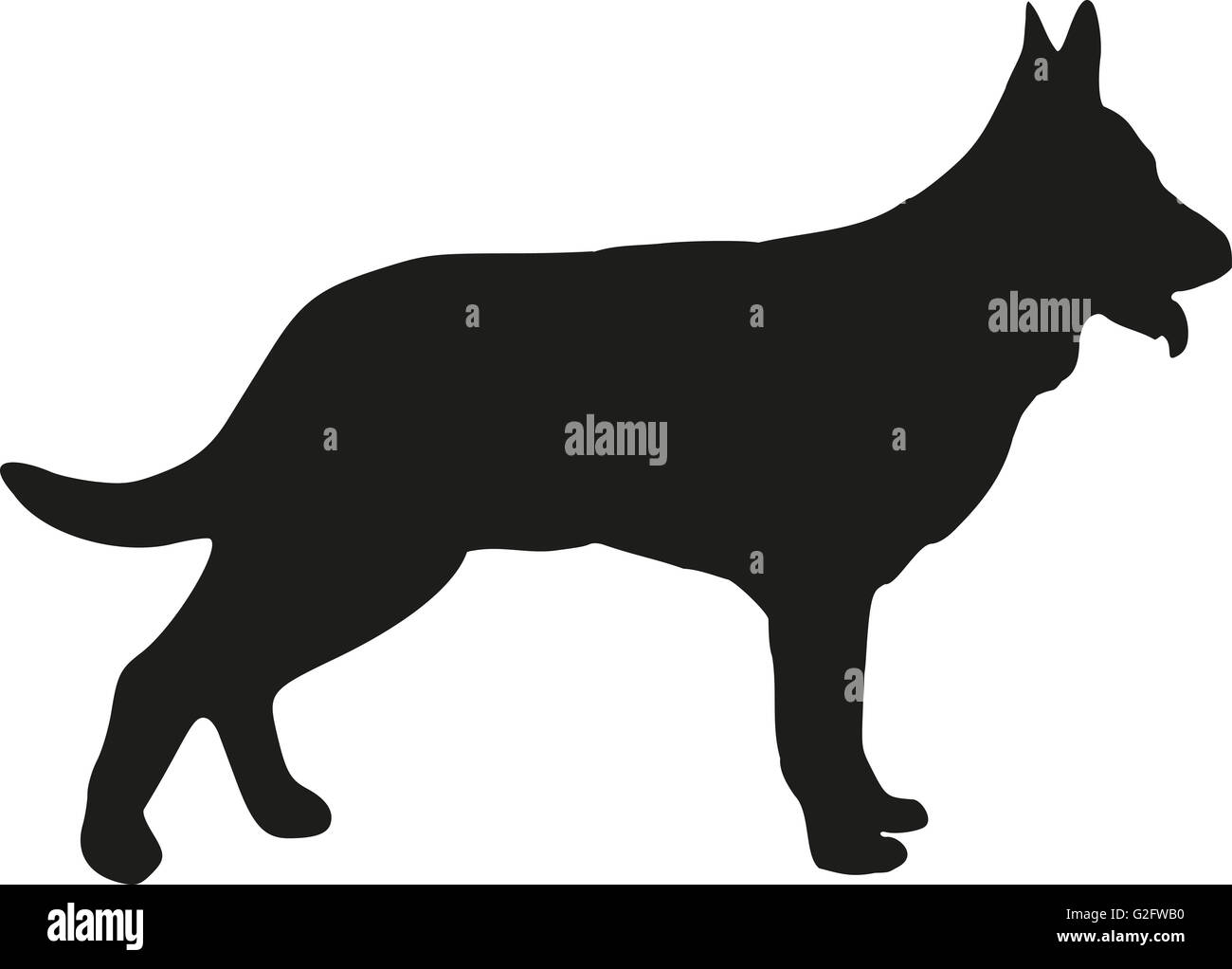 Silhouette chien berger allemand Banque D'Images