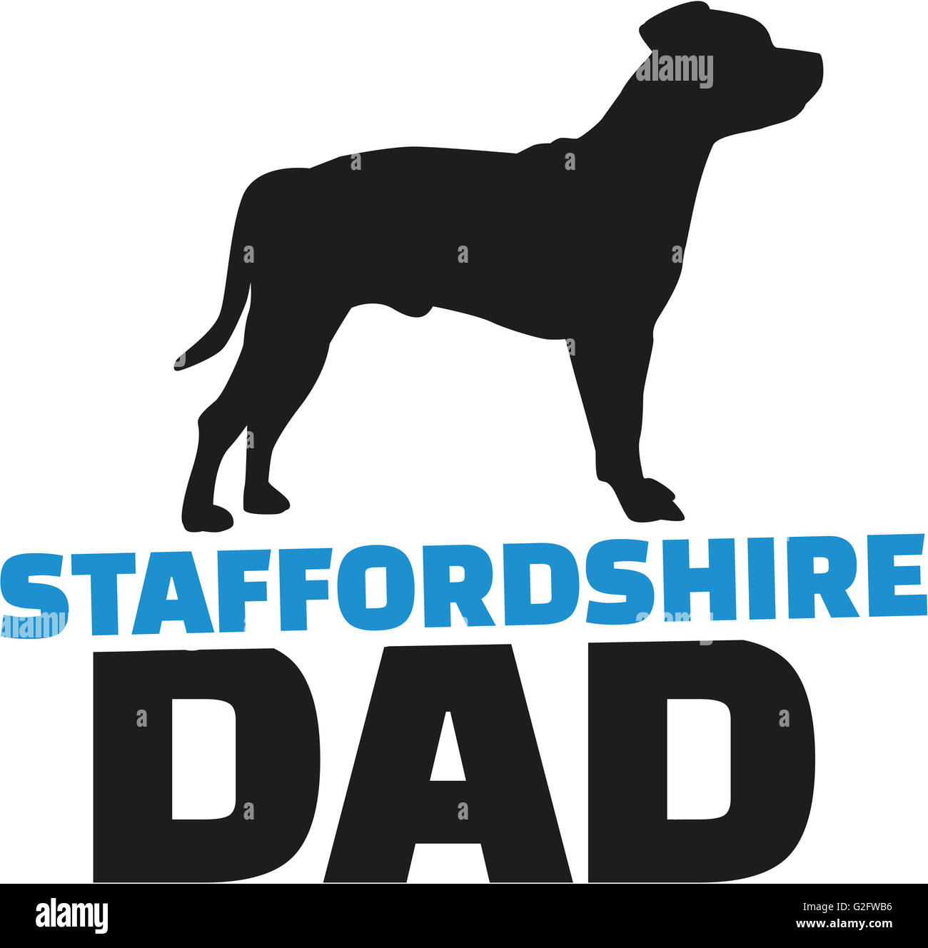 Staffordshire Bull Terrier papa avec silhouette de chien Banque D'Images