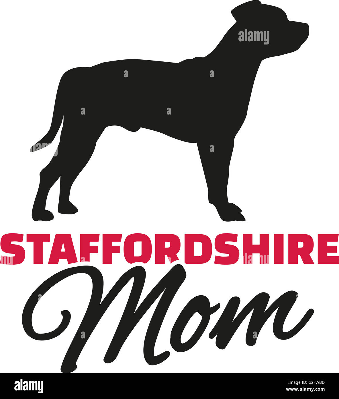 Staffordshire Terrier Mom avec silhouette de chien Banque D'Images