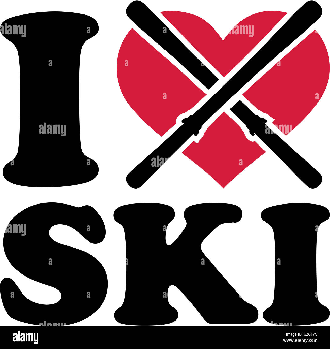 J'aime Skier Ski Banque D'Images