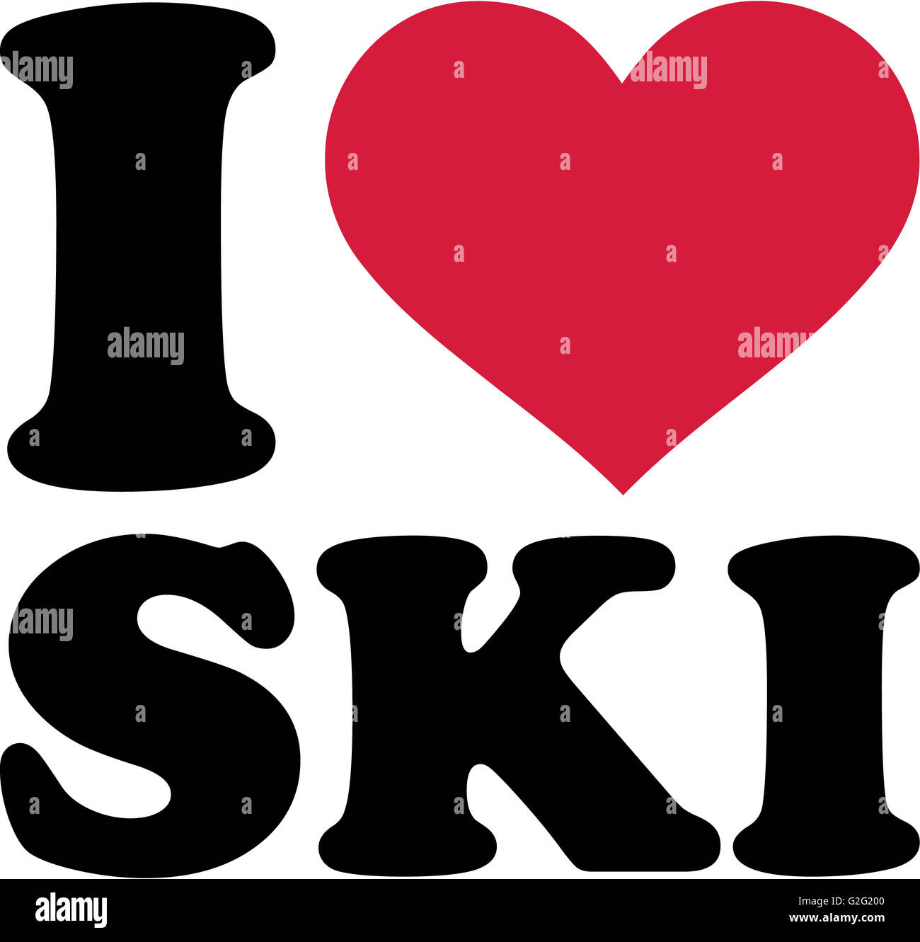 J’aime le Ski Banque D'Images