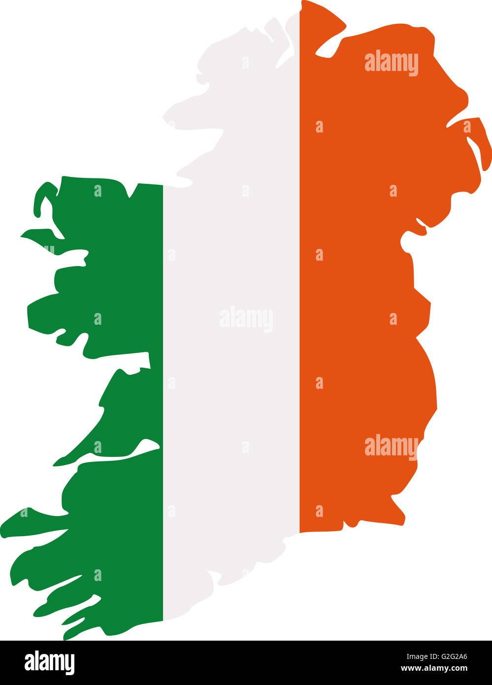 Carte d'Irlande silhouette en couleurs du drapeau irlandais Banque D'Images