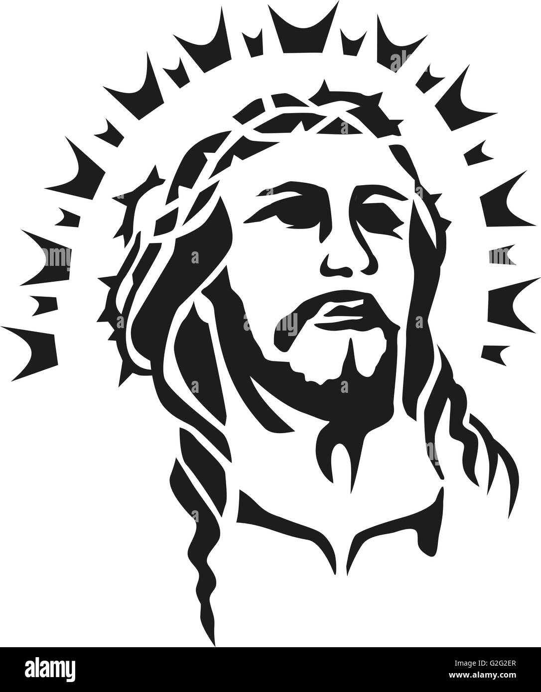 Jésus christ tête avec halo Banque D'Images