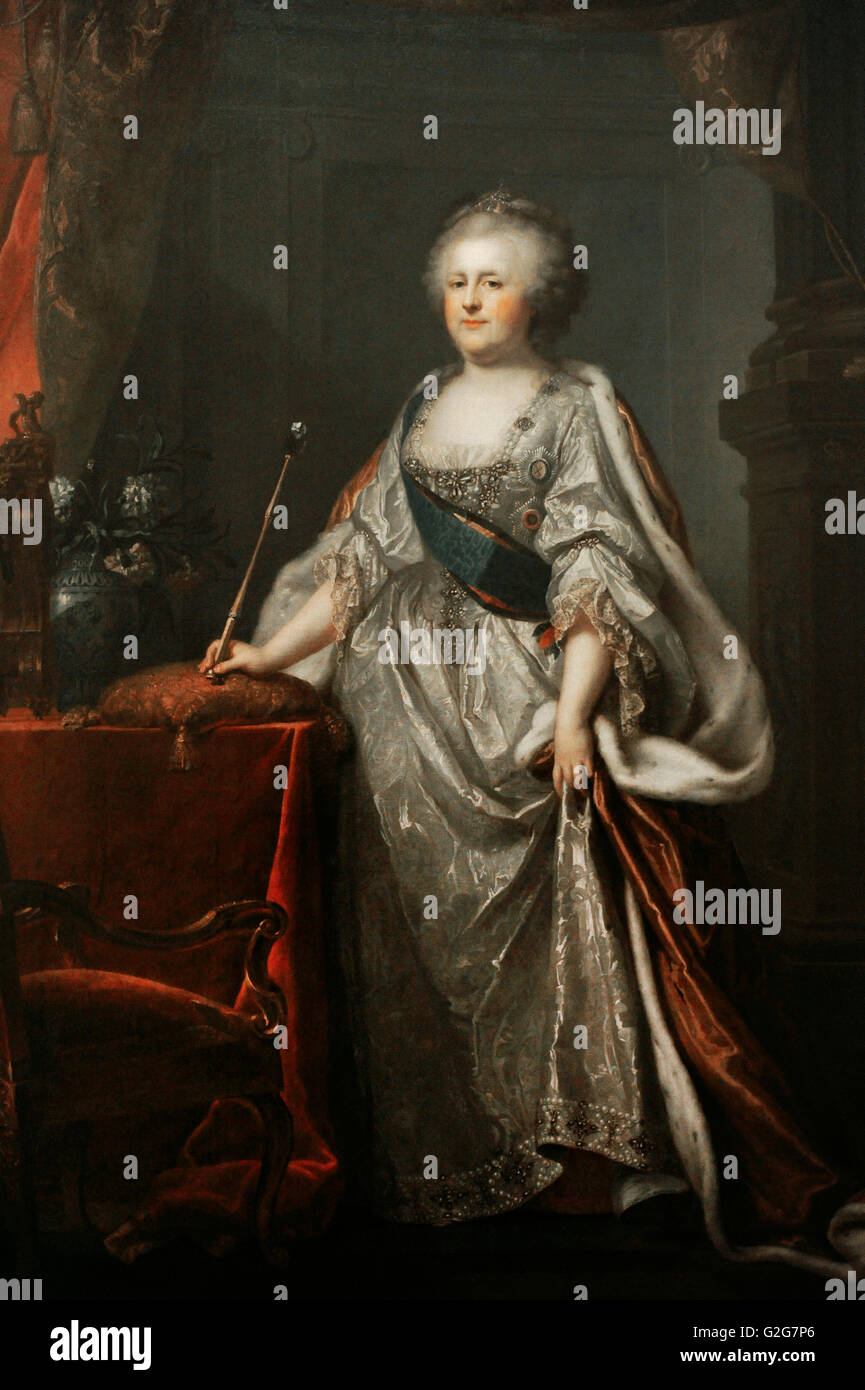 Portrait de l'impératrice Catherine II la Grande (1729-1796). Par Johann Baptist Lampi I (1751-1830). 1794. Huile sur toile. Le Musée de l'Ermitage. Saint Petersburg. La Russie. Banque D'Images