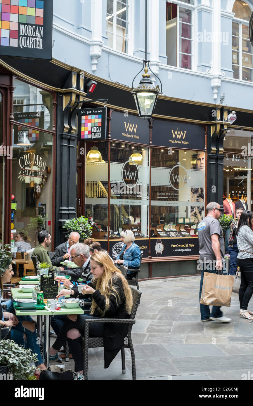 Cardiff la capitale du Pays de Galles Grande-bretagne UK Miettes Cafe Morgan Arcade Banque D'Images